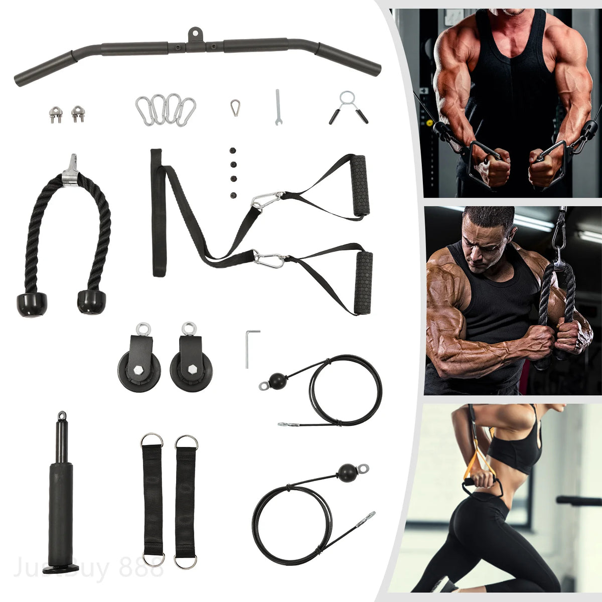 Professional Home Gym Cable Pulley System With Safety Ropes