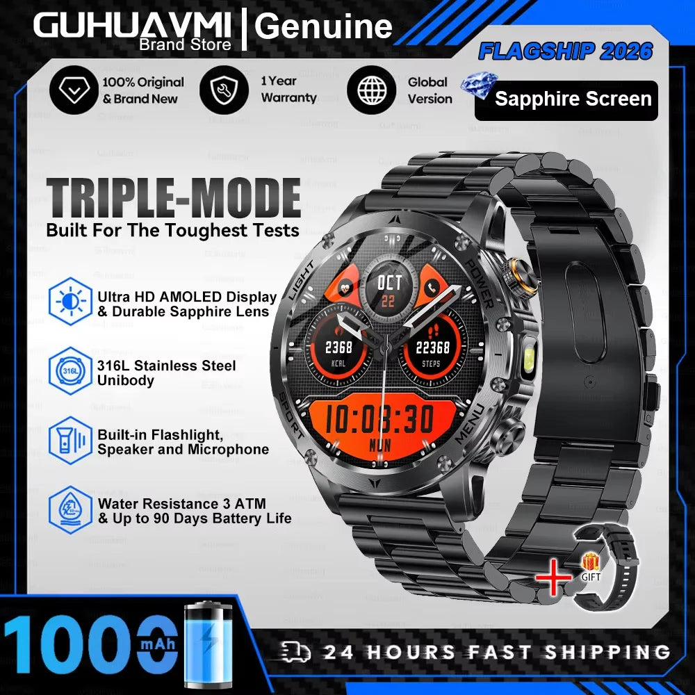 Waterproof Outdoor Smart Watch With Heart Rate And Bluetooth Calls