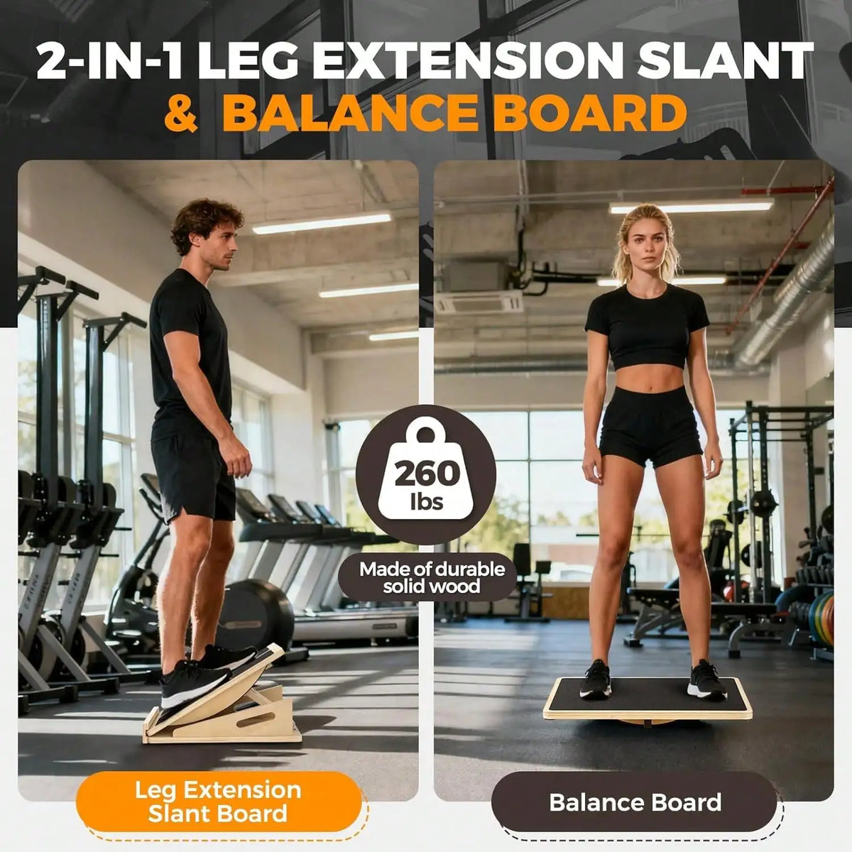 Wooden Balance Board And Calf Stretcher With Adjustable Incline