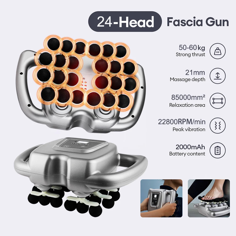 Foreverlily 24 Head Fascia Massage Gun With 9 Vibration Modes