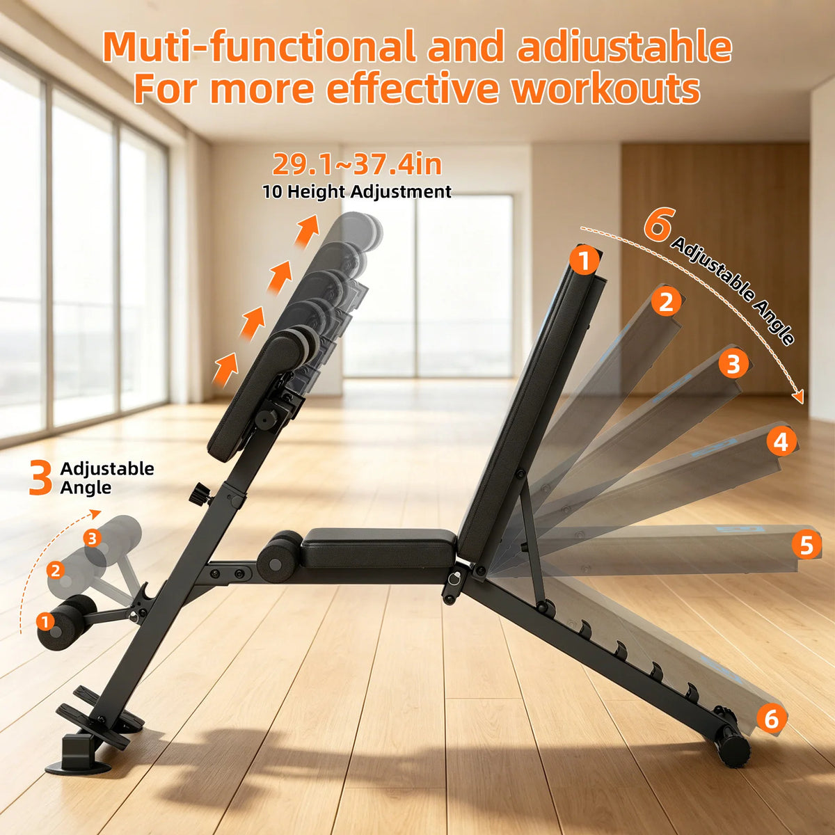 Adjustable Roman Chair Hyperextension Bench With Bands And Steel Frame