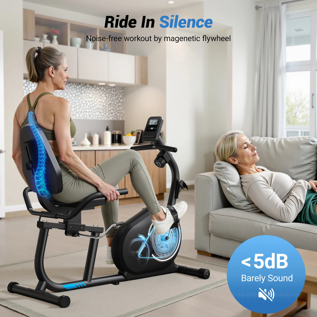 Merach Magnetic Recumbent Exercise Bike With Bluetooth Heart Rate