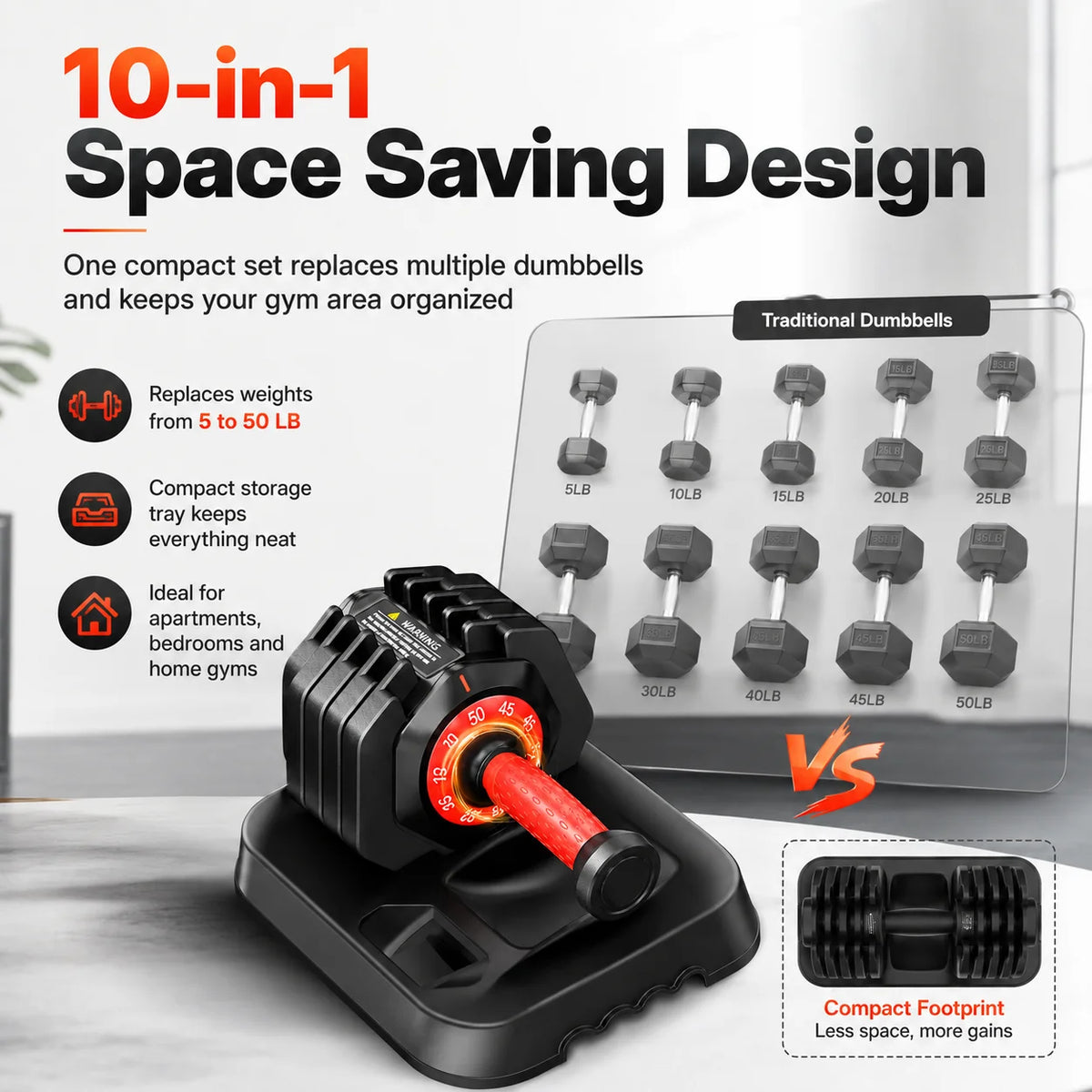 Adjustable Dumbbell Set With Stand For Home Fitness Training