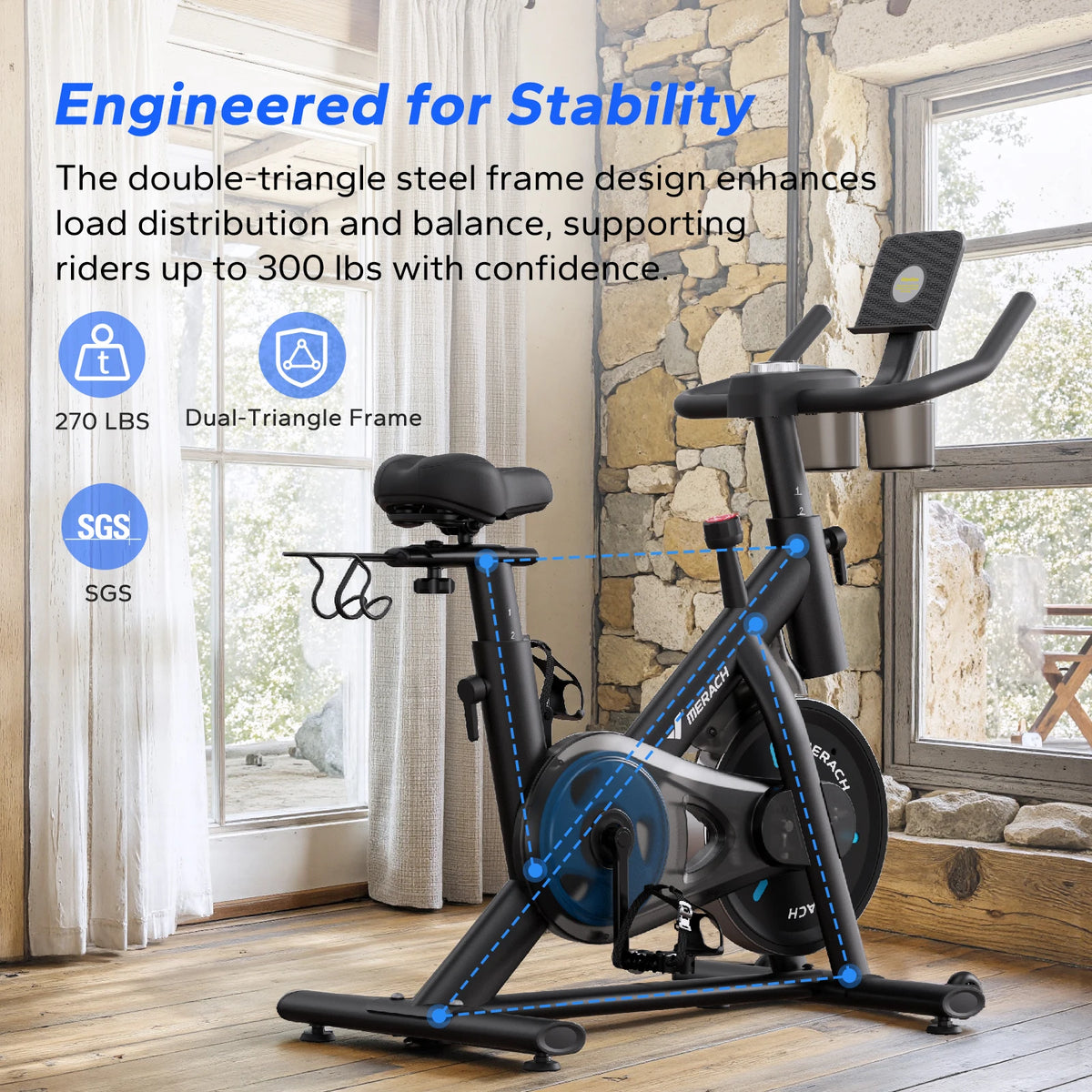 Merach Magnetic Stationary Exercise Bike Bluetooth App Control