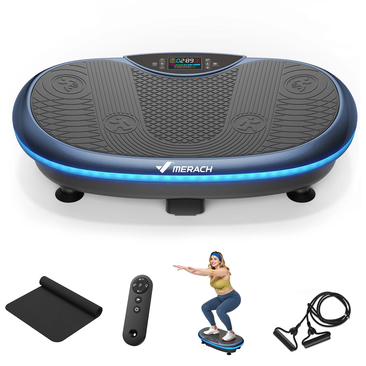 Merach 4D Vibration Plate Exercise Machine With Resistance Bands