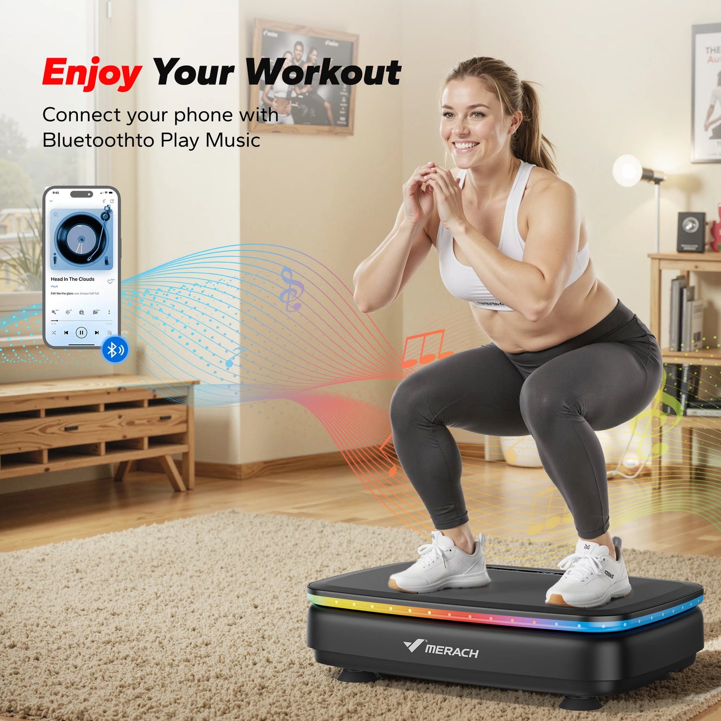 MERACH Vibration Plate Exercise Machine Light Whole Body Workout Platform