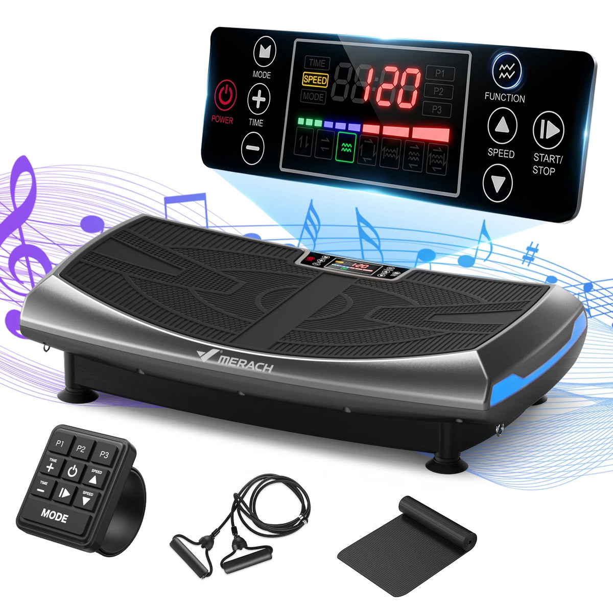 Merach 4D Vibration Plate Exercise Machine With Resistance Bands