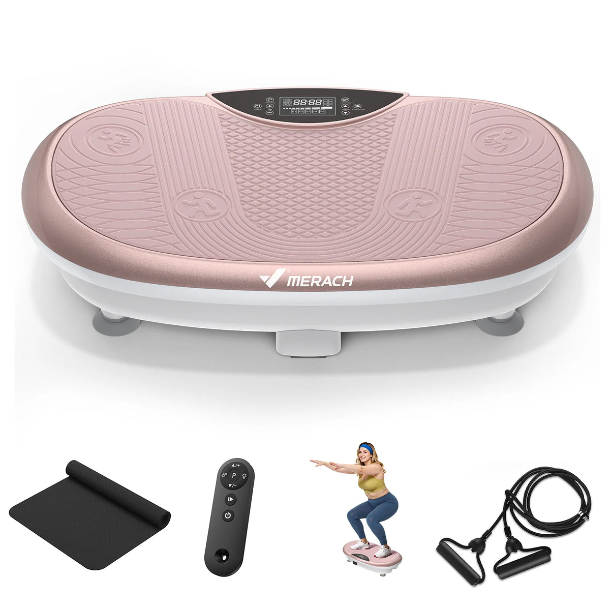 Merach 4D Vibration Plate Exercise Machine With Resistance Bands