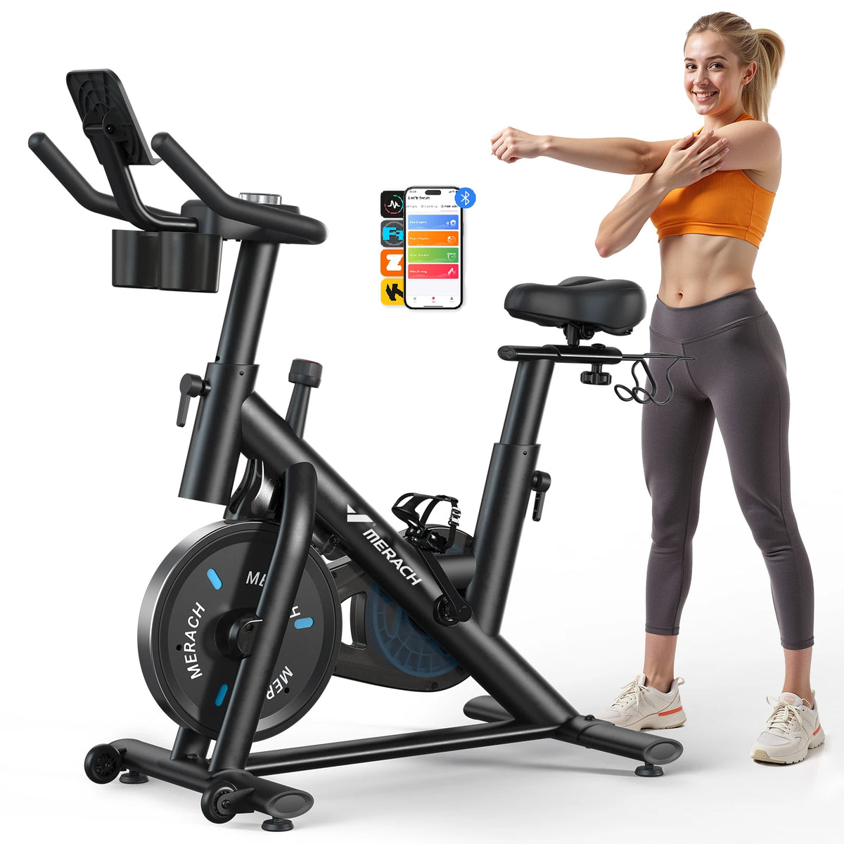 Merach Magnetic Stationary Exercise Bike Bluetooth App Control