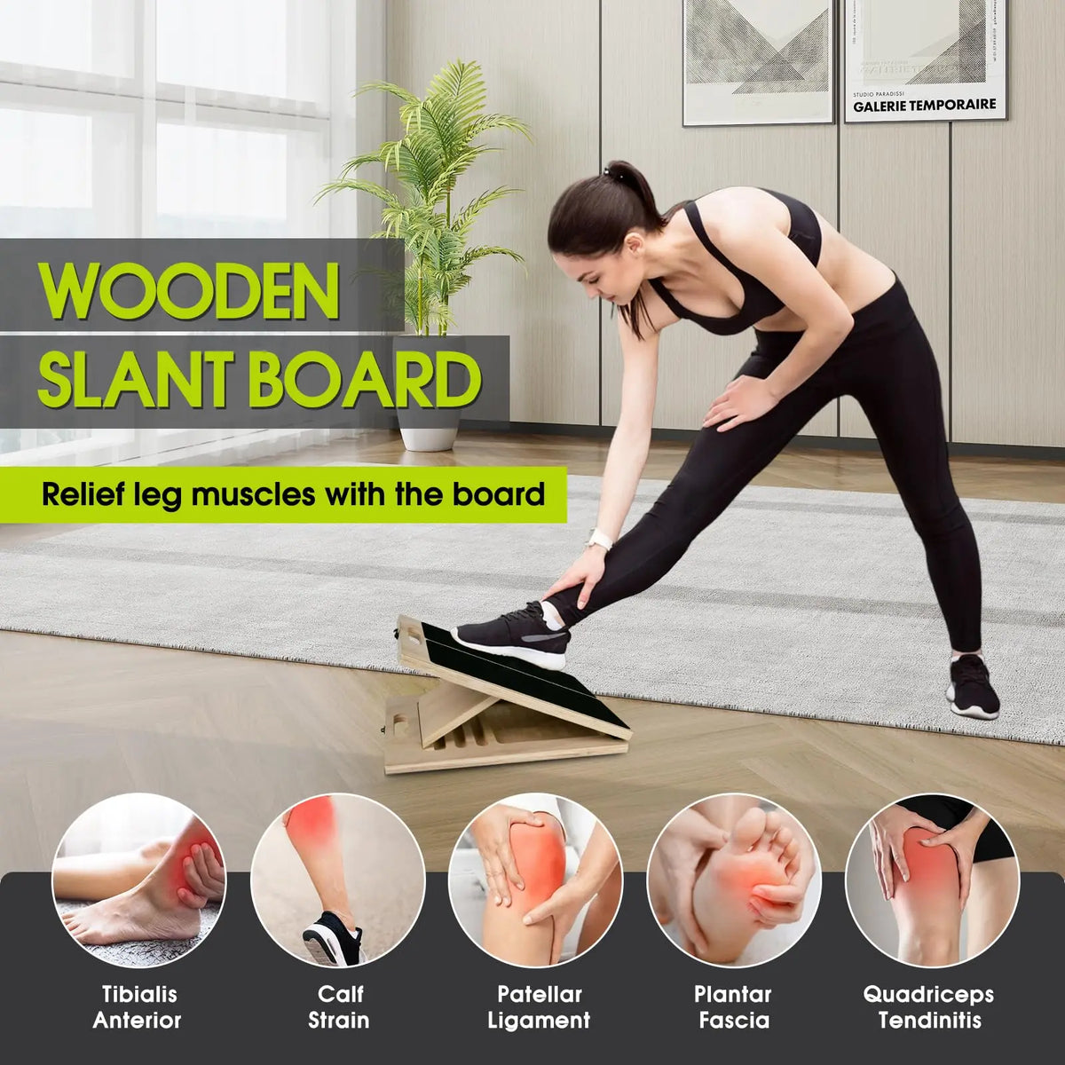 Wooden Balance Board And Calf Stretcher With Adjustable Incline