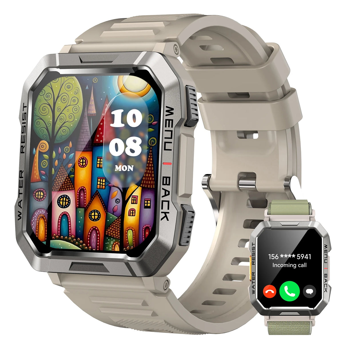 Sopzteni Waterproof Smartwatch With Emergency Light And Bluetooth
