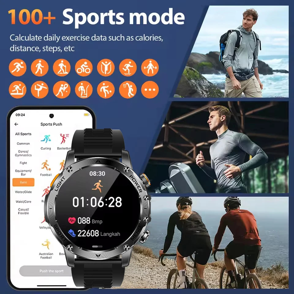 Waterproof Outdoor Smart Watch With Heart Rate And Bluetooth Calls