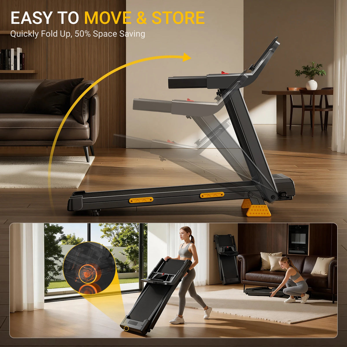Robore Foldable Electric Incline Treadmill For Home Use