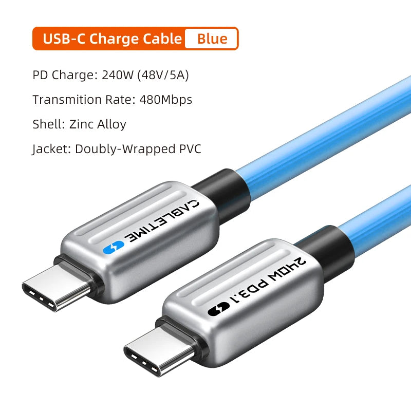 CABLETIME High Speed 240W Fast Charging USB C Cable