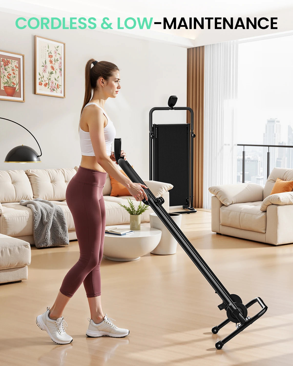 Akluer Mechanical Treadmill With Lcd Monitor And Adjustable Incline