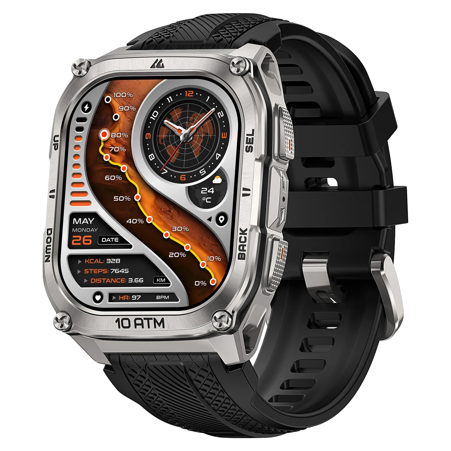 KOSPET Tank M4 Smartwatch GPS Offline Maps 10ATM Waterproof Health Monitor