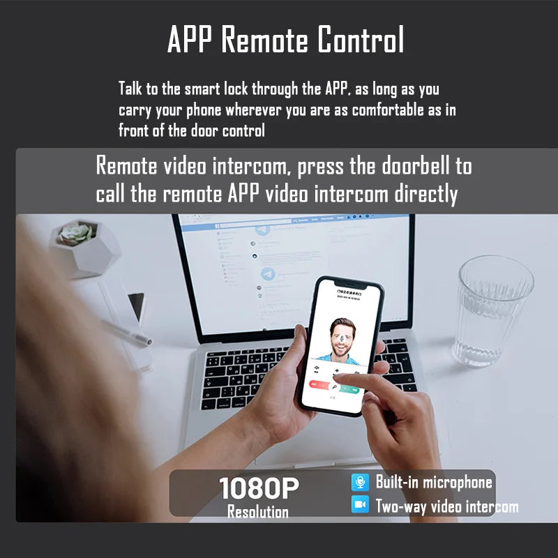 YKESDL Wifi Smart Door Lock Face Recognition Camera Video Intercom