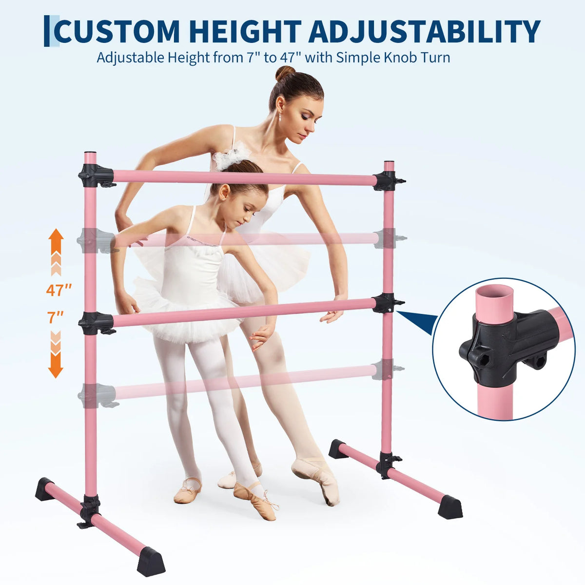 Adjustable Freestanding Ballet Barre For Home Exercise And Pilates