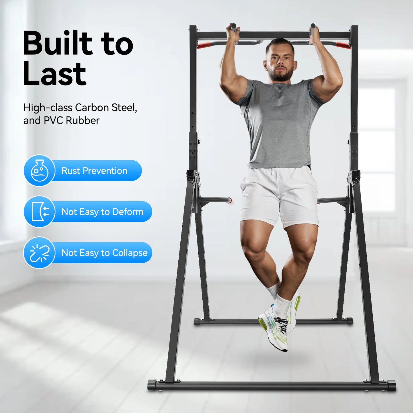 Foldable Adjustable Pull Up Bar 200kg Load With Parallel Bars