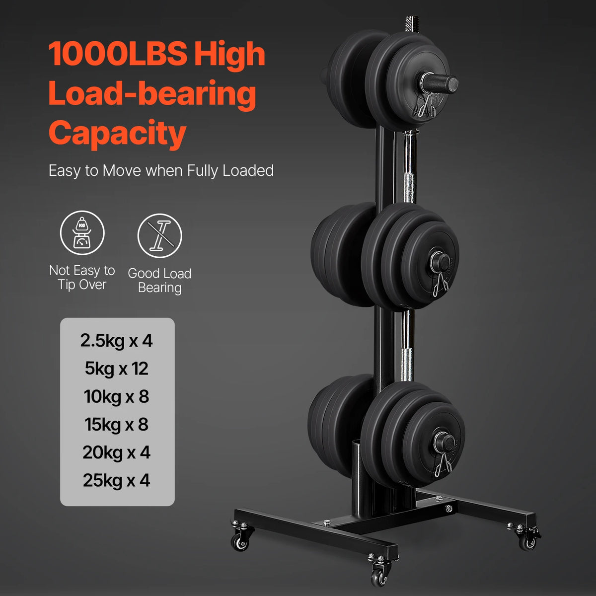 VEVOR Standard Weight Plate Rack With Wheels For Home Gym