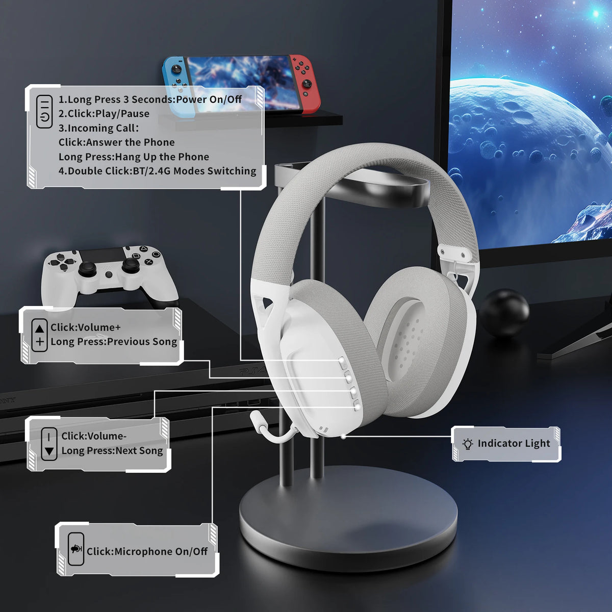 Attack Shark L80 Lightweight Wireless Gaming Headset