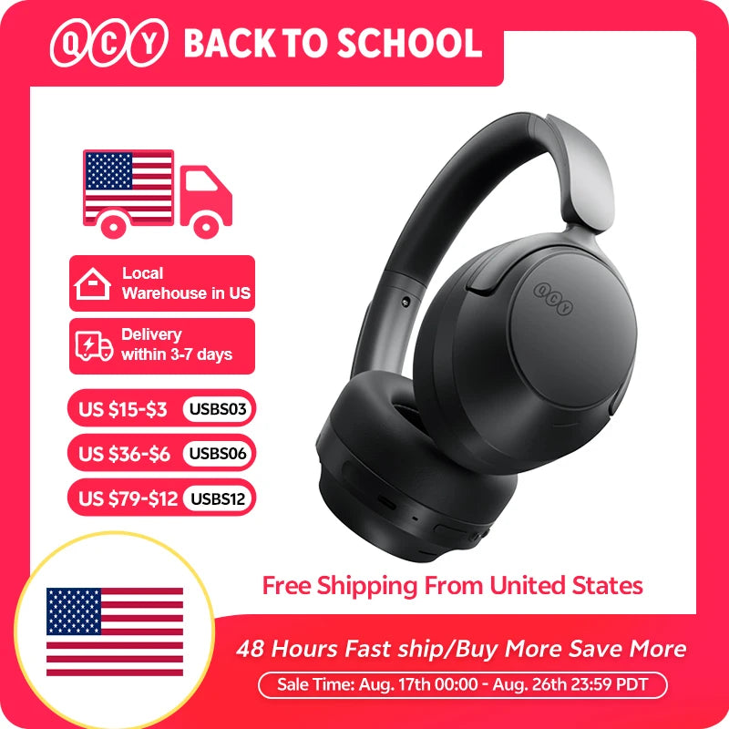 QCY H3S Over Ear Wireless Headphones With Adaptive ANC