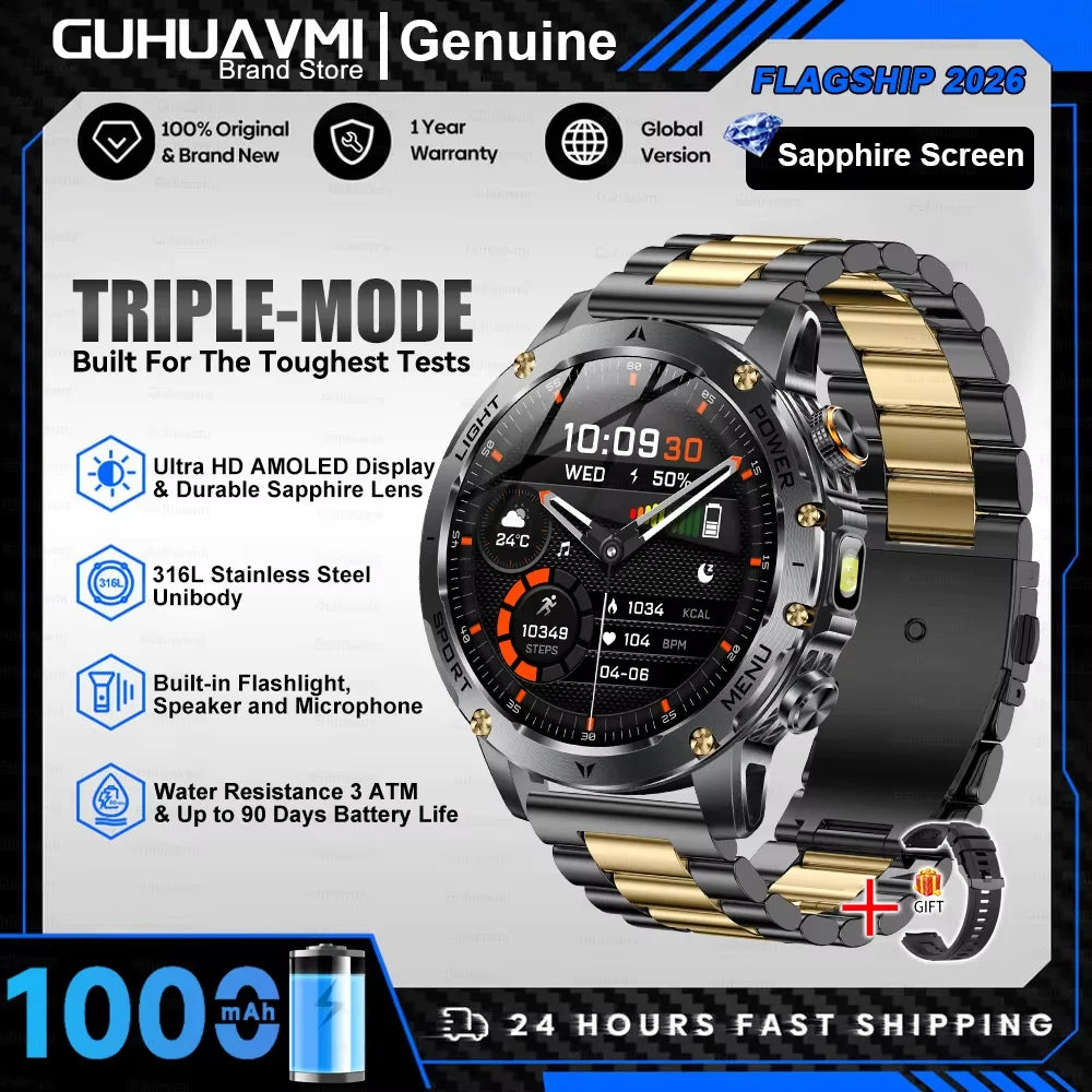 Waterproof Outdoor Smart Watch With Heart Rate And Bluetooth Calls