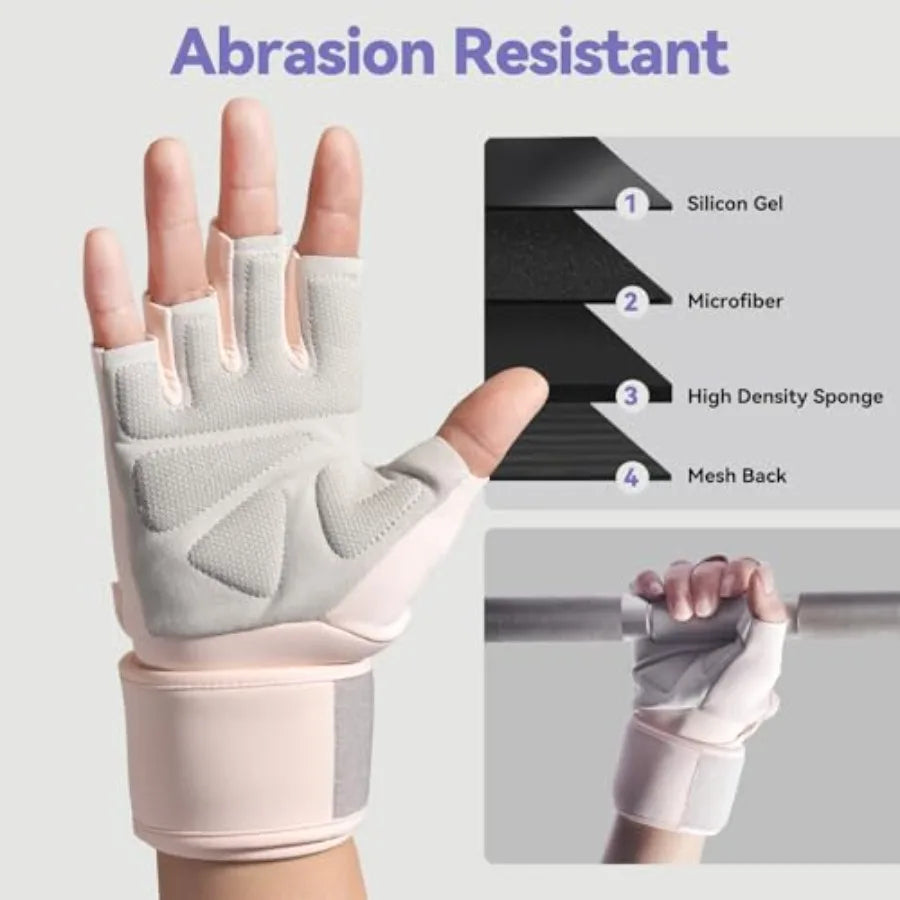 Padded Weight Lifting Gloves With Wrist Support And Grip