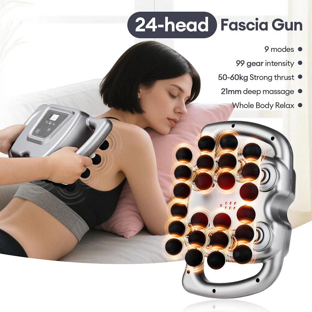 Foreverlily 24 Head Fascia Massage Gun With 9 Vibration Modes