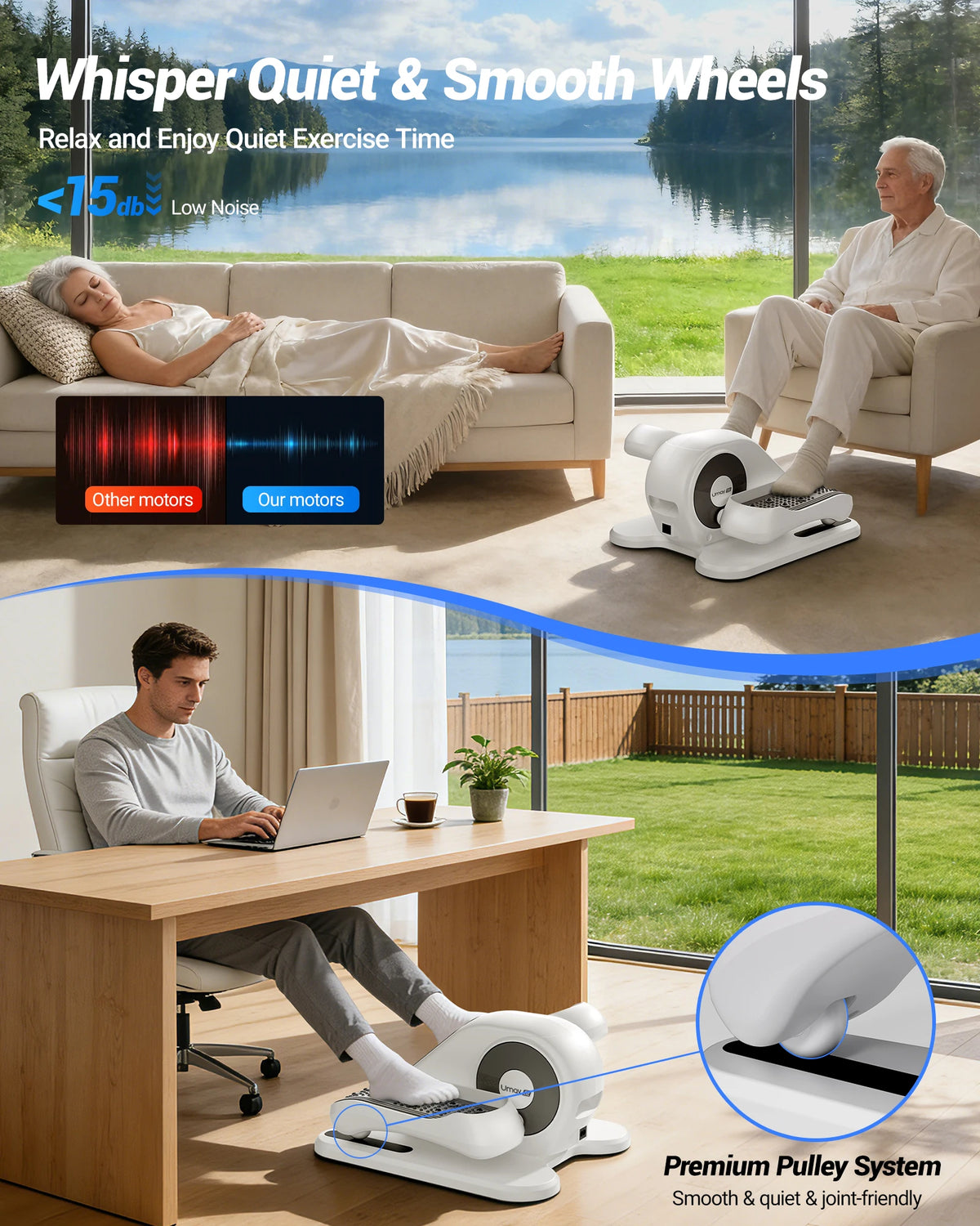 UMAY Electric Under Desk Elliptical Machine With Remote Control