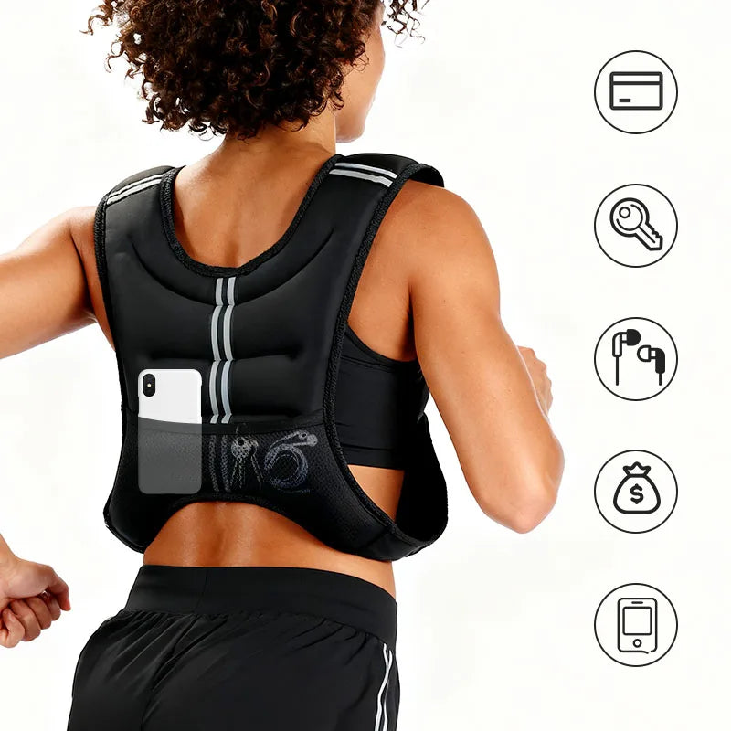 12lb Weight Vest With Reflective Stripe For Running And Fitness