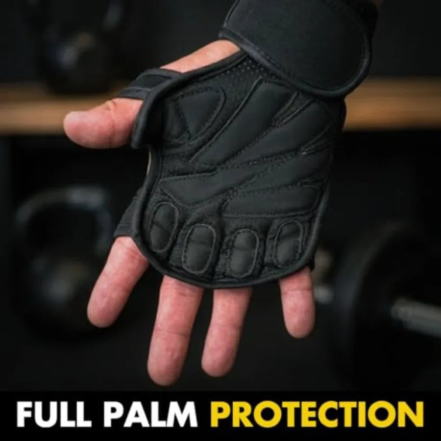 Ventilated Weight Lifting Workout Gloves With Integrated Wrist Wraps