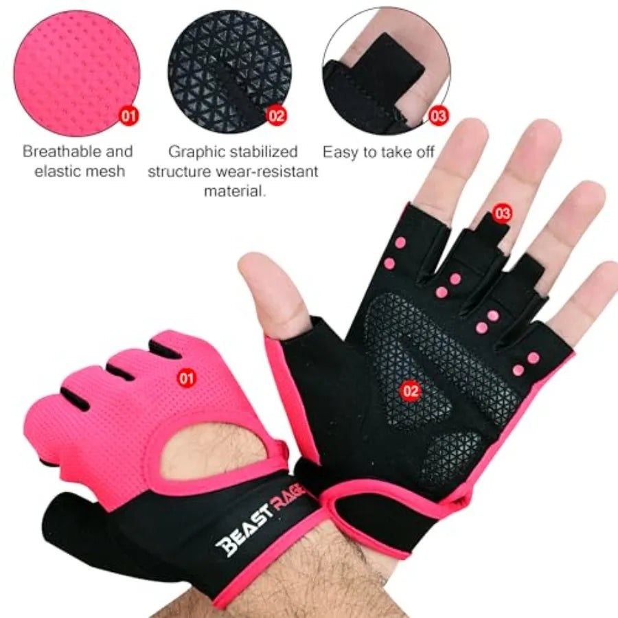 Fingerless Gym Gloves With Breathable Palm Protection For Weightlifting