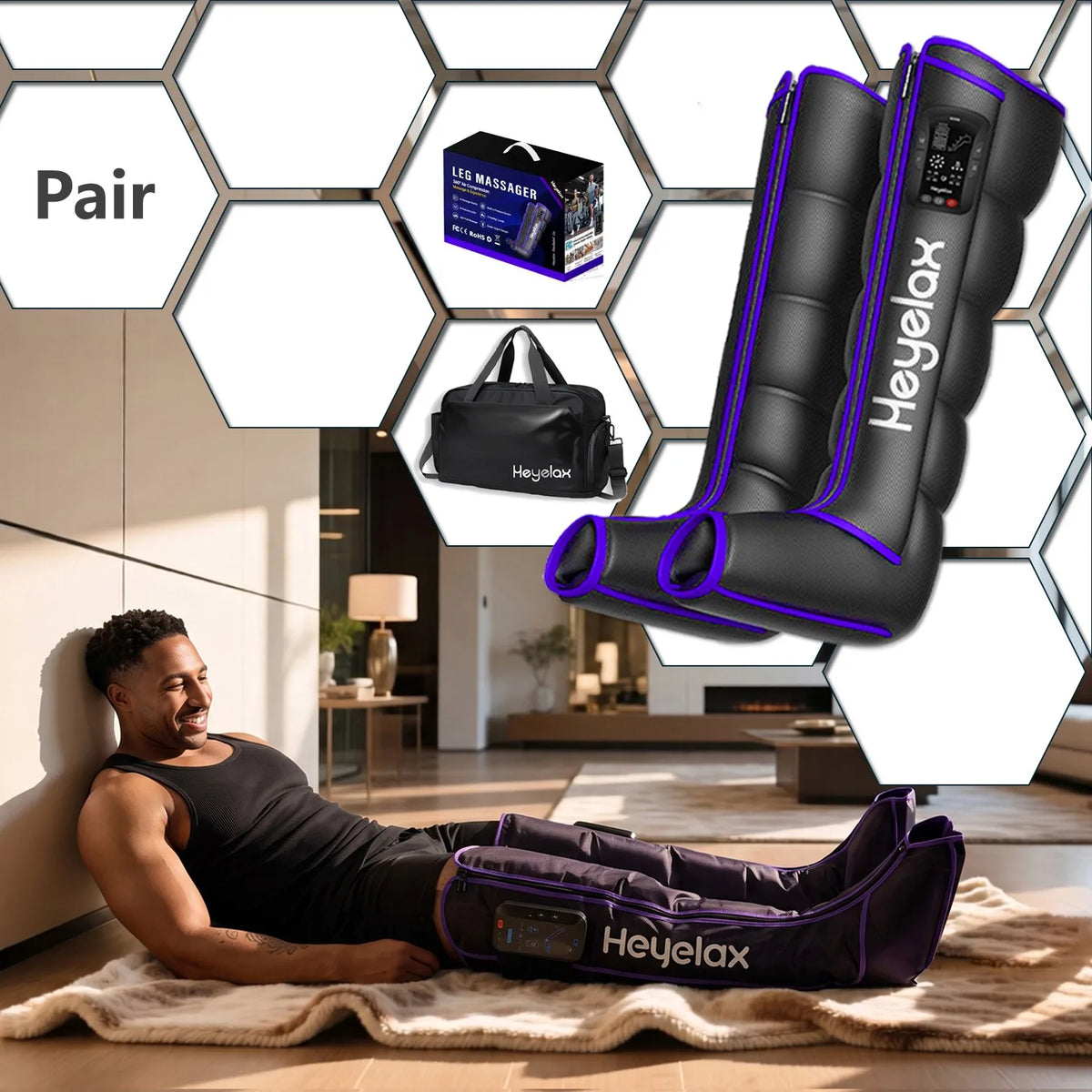 Heyelax Leg Compression Massager For Circulation And Pain Relief