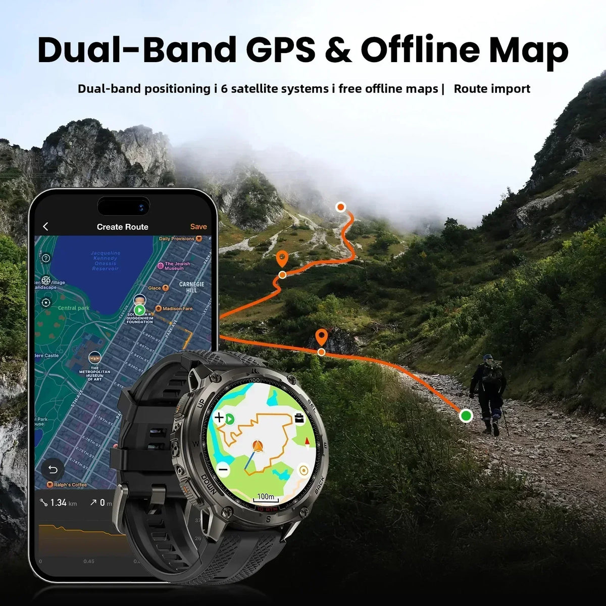 Kospet Tank T4 Rugged Smartwatch With GPS And Heart Rate Sensor
