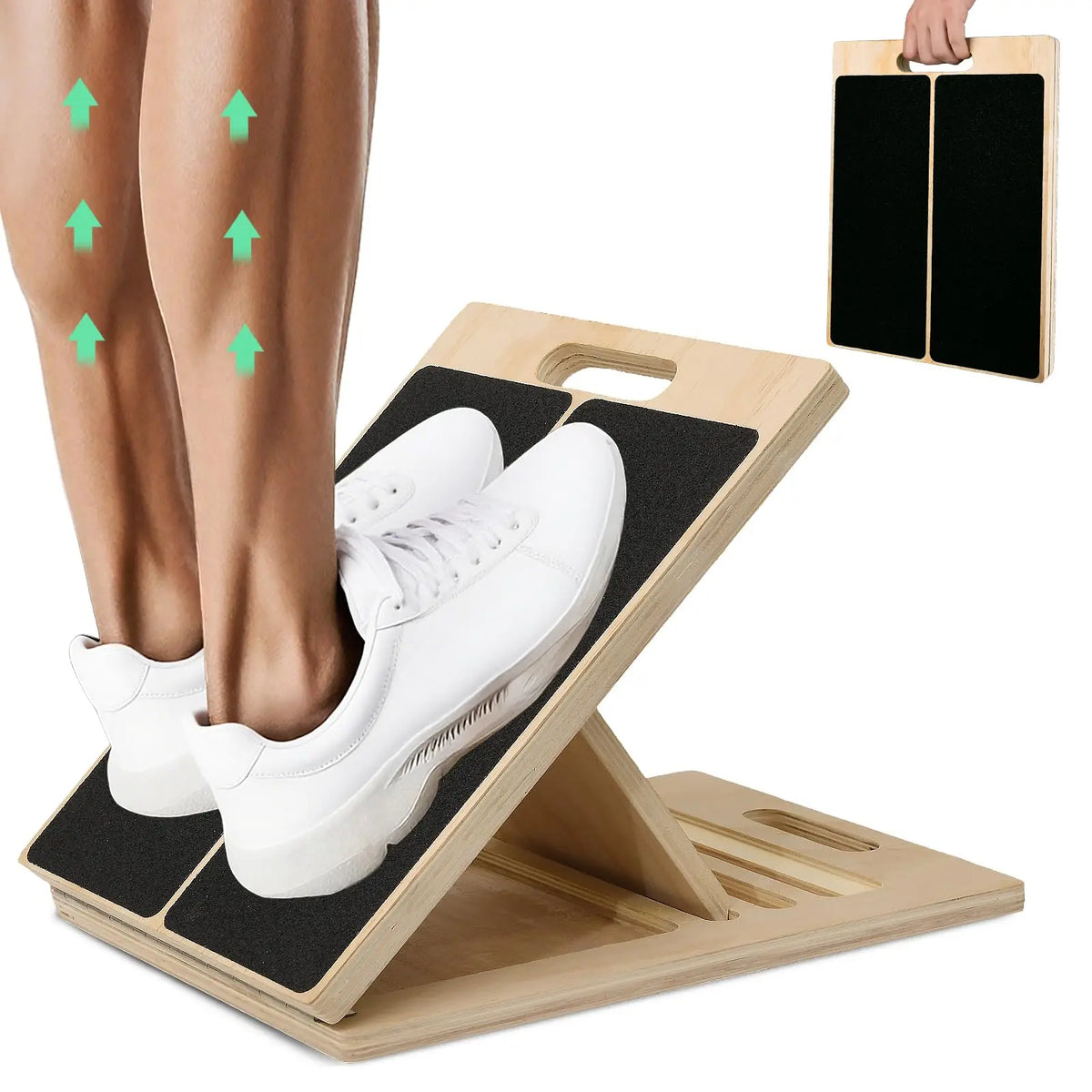 Wooden Balance Board And Calf Stretcher With Adjustable Incline