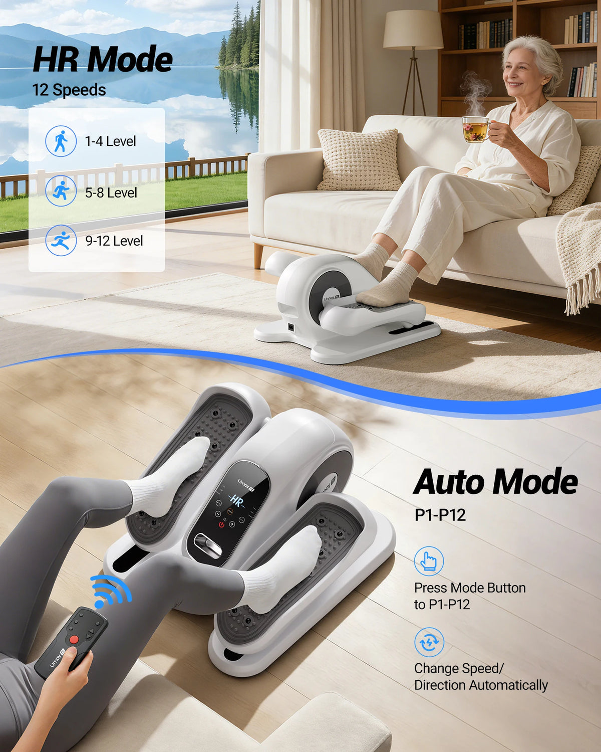 UMAY Electric Under Desk Elliptical Machine With Remote Control
