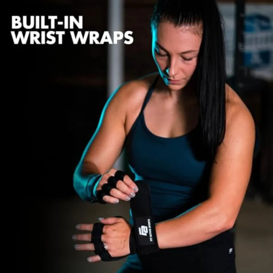 Ventilated Weight Lifting Workout Gloves With Integrated Wrist Wraps
