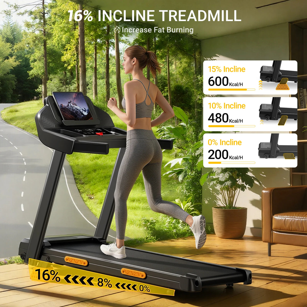 Robore Foldable Electric Incline Treadmill For Home Use