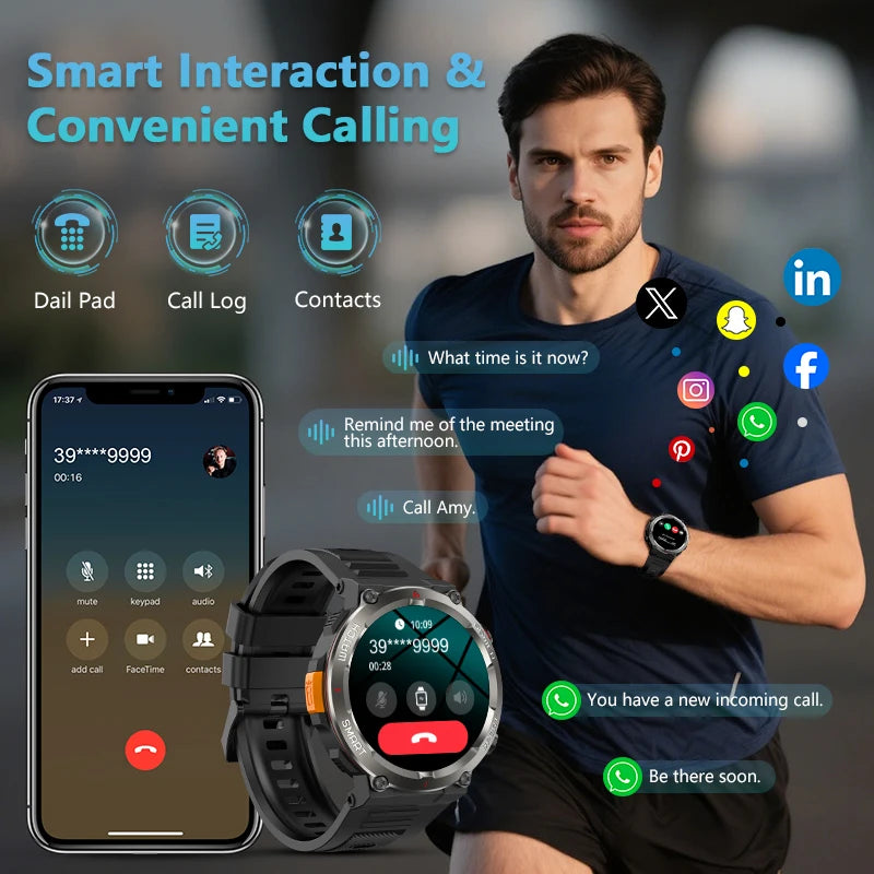 SOPZTENI W50 Pro Outdoor Smart Watch With Flashlight