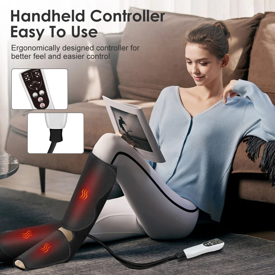 Sejoy Leg Air Compression Massager Featuring Foot Heat Controls