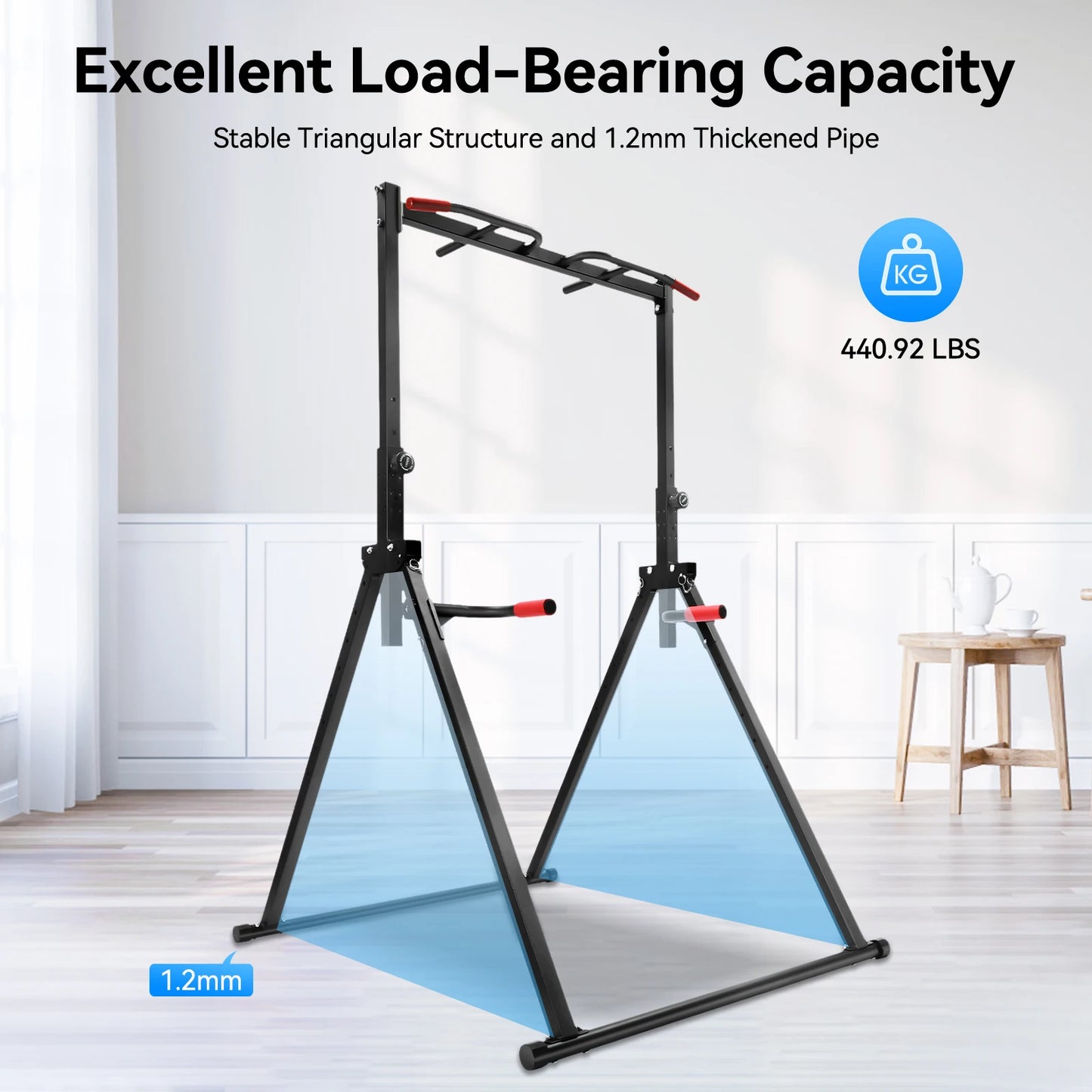Foldable Adjustable Pull Up Bar 200kg Load With Parallel Bars