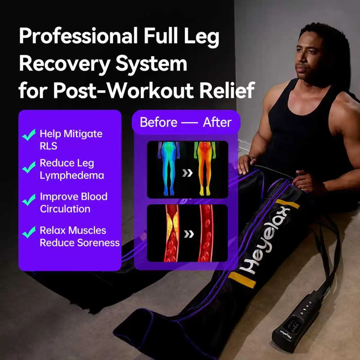 Heyelax Leg Compression Massager For Pain Relief And Muscle Recovery