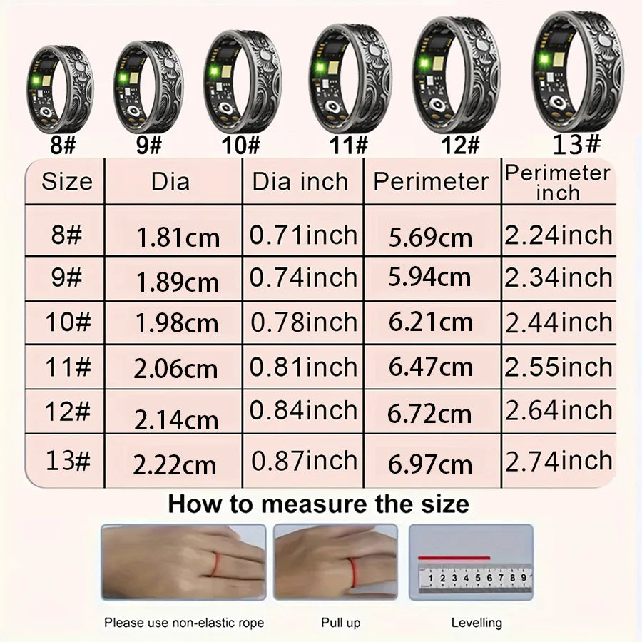 Smart Ring Fitness Tracker With Sleep Monitor Pedometer IP68 Waterproof