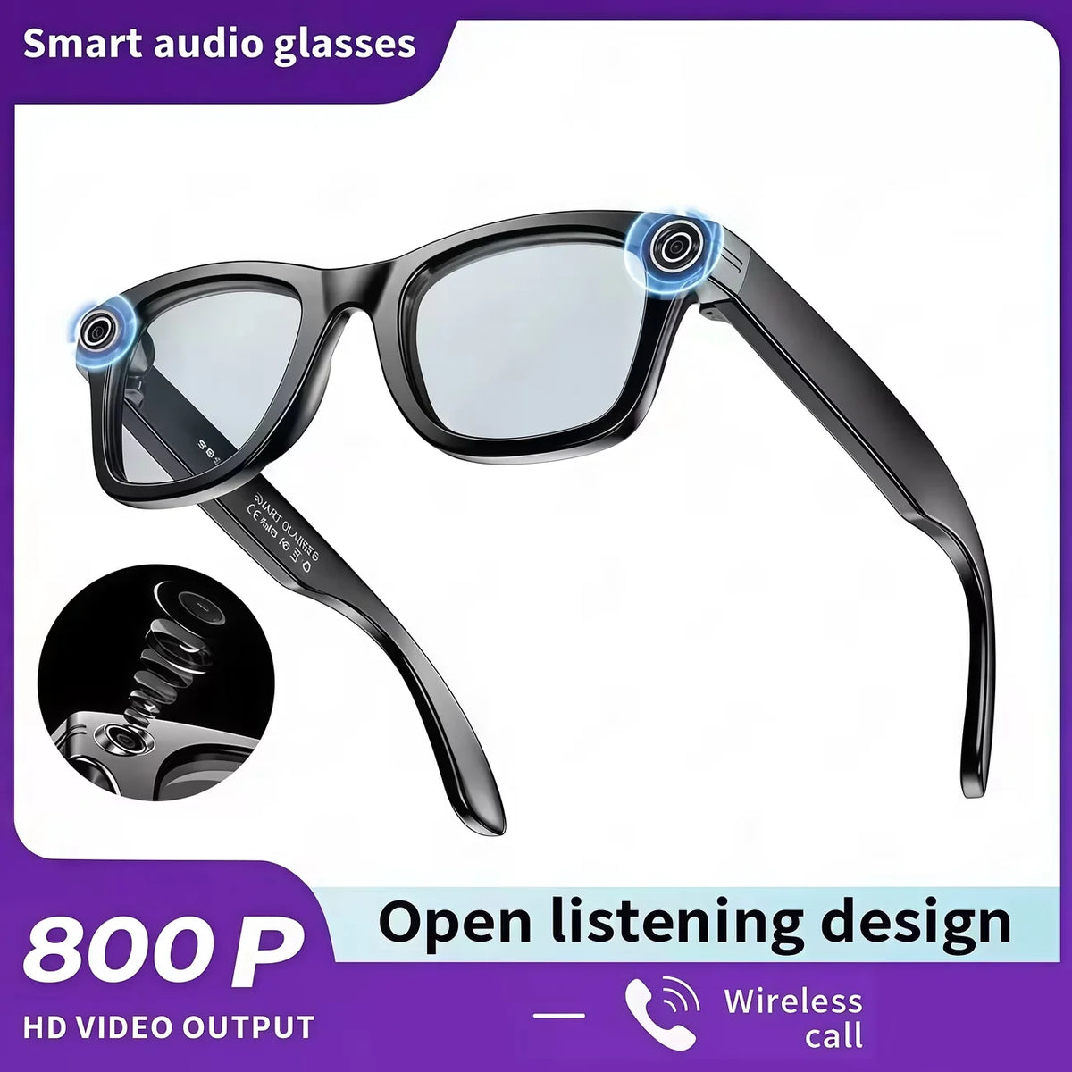 Giinova AI Smart Video Glasses With 8MP Camera And Bluetooth