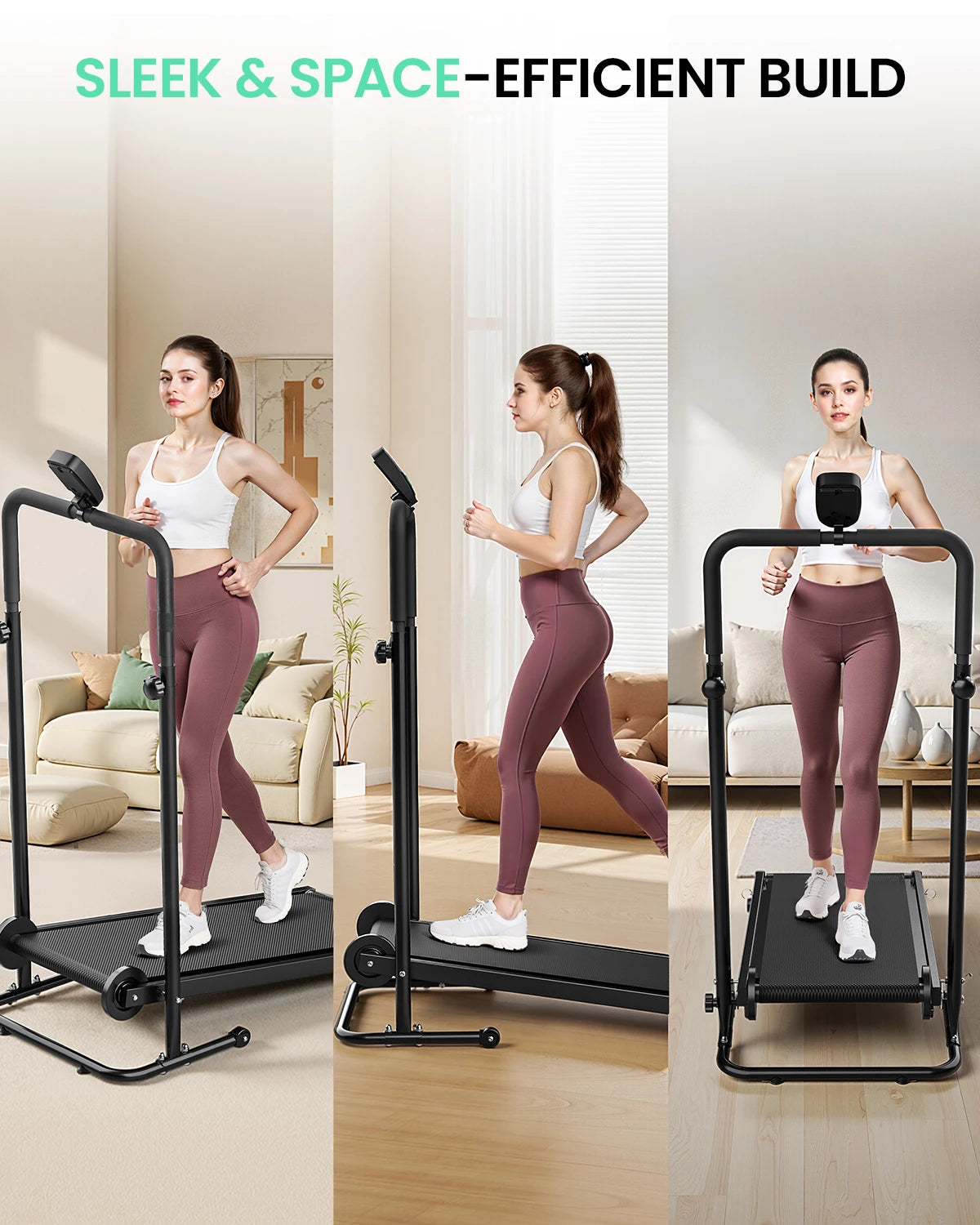 Akluer Mechanical Treadmill With Lcd Monitor And Adjustable Incline