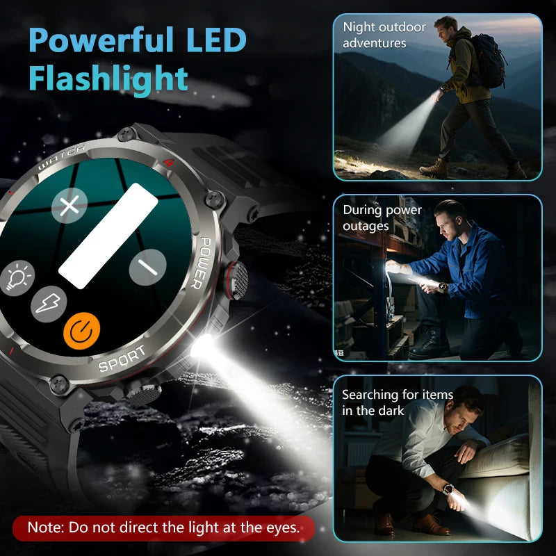 SOPZTENI W50 Pro Outdoor Smart Watch With Flashlight