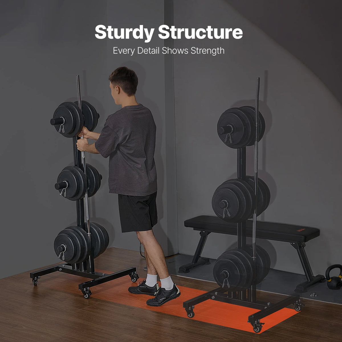 VEVOR Standard Weight Plate Rack With Wheels For Home Gym