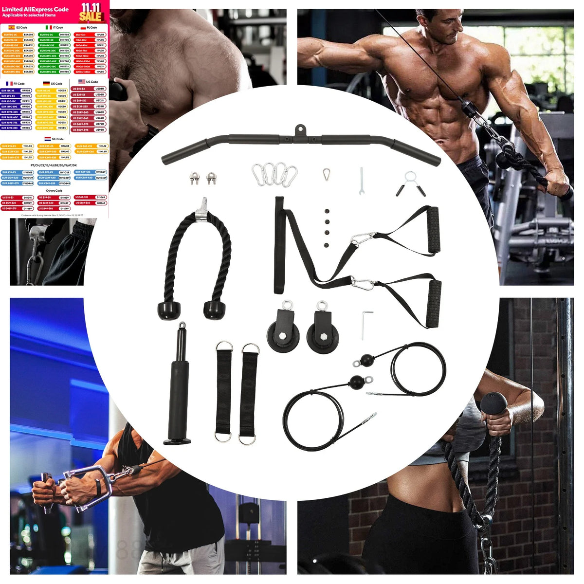 Professional Home Gym Cable Pulley System With Safety Ropes