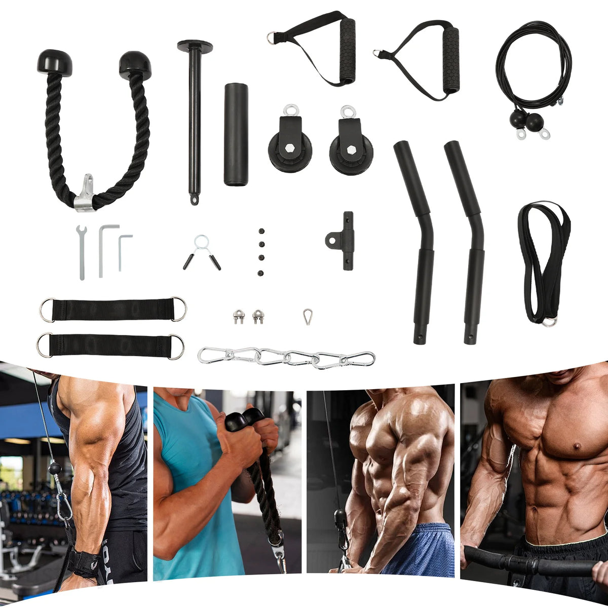 Professional Home Gym Cable Pulley System With Safety Ropes